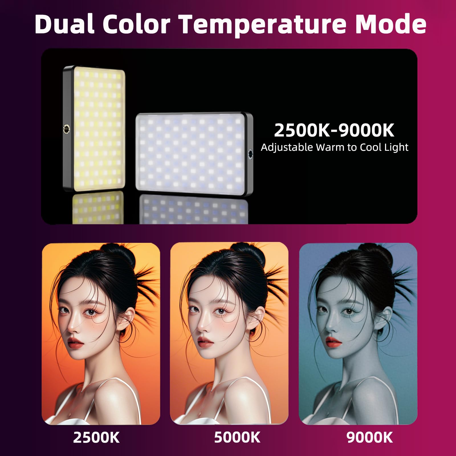 120 LED RGB luce video, luce portatile selfie con HUE 0-359°, 20 effetti luminosi, CRI 95+, luce video professionale con filtro colore e custodia in silicone, lampada fotografica per telefono/computer