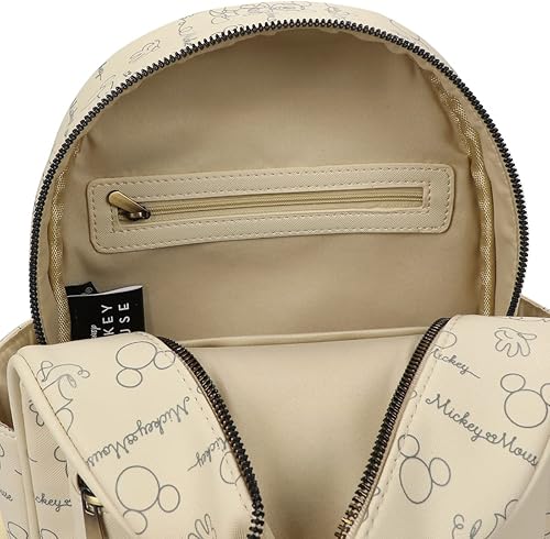 Miniatura 4 de Disney Mickey Mouse Line Art - Mochila blanca y dorada para mujer, Blanco
