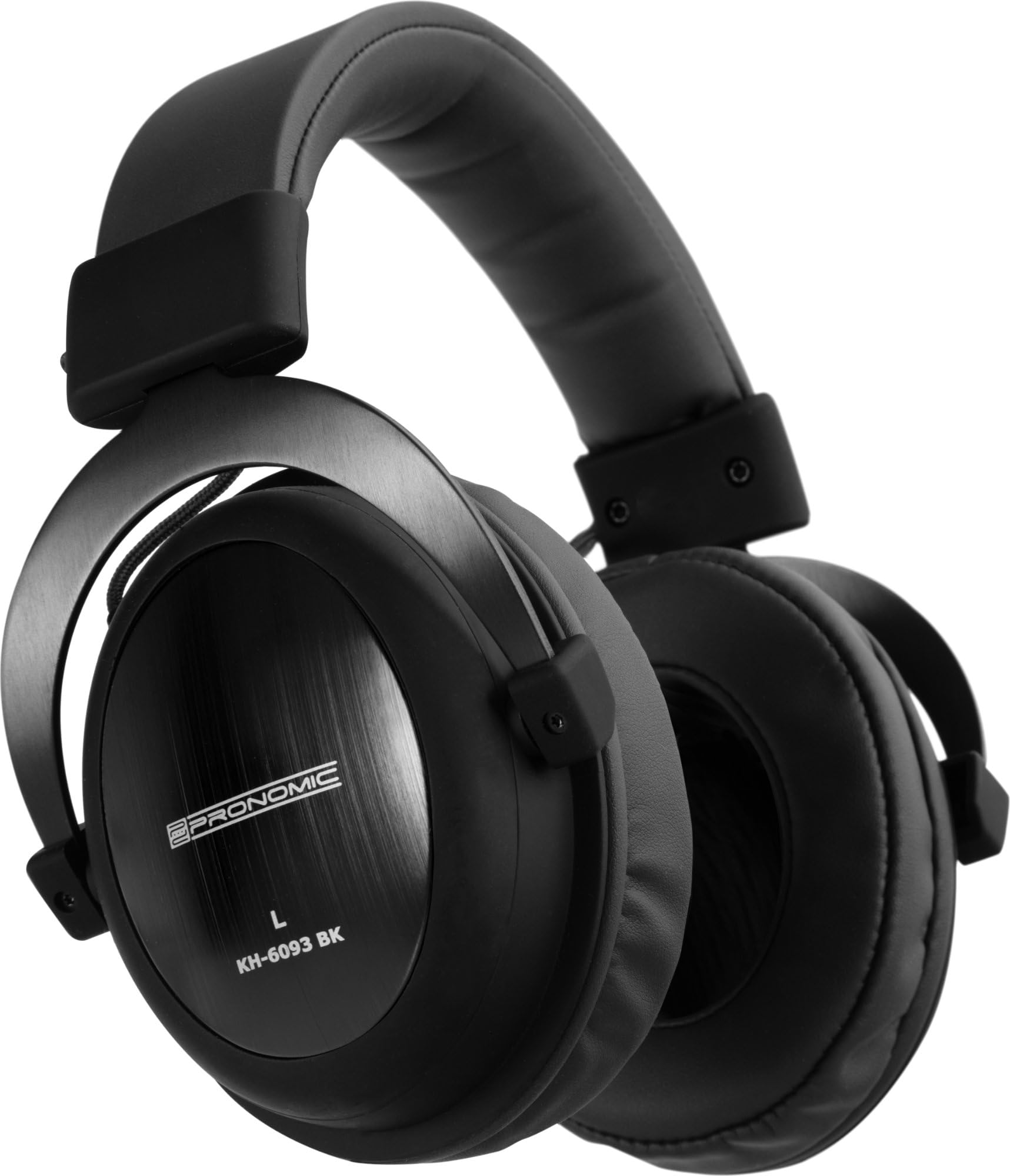 Pronomic KH-6093 BK Studio-Kopfhörer - Hervorragende Schallabschirmung nach außen - Übertragungsbereich: 10-30.000 Hz - Ohrpolster und Bügelband aus Kunstleder - Schwarz