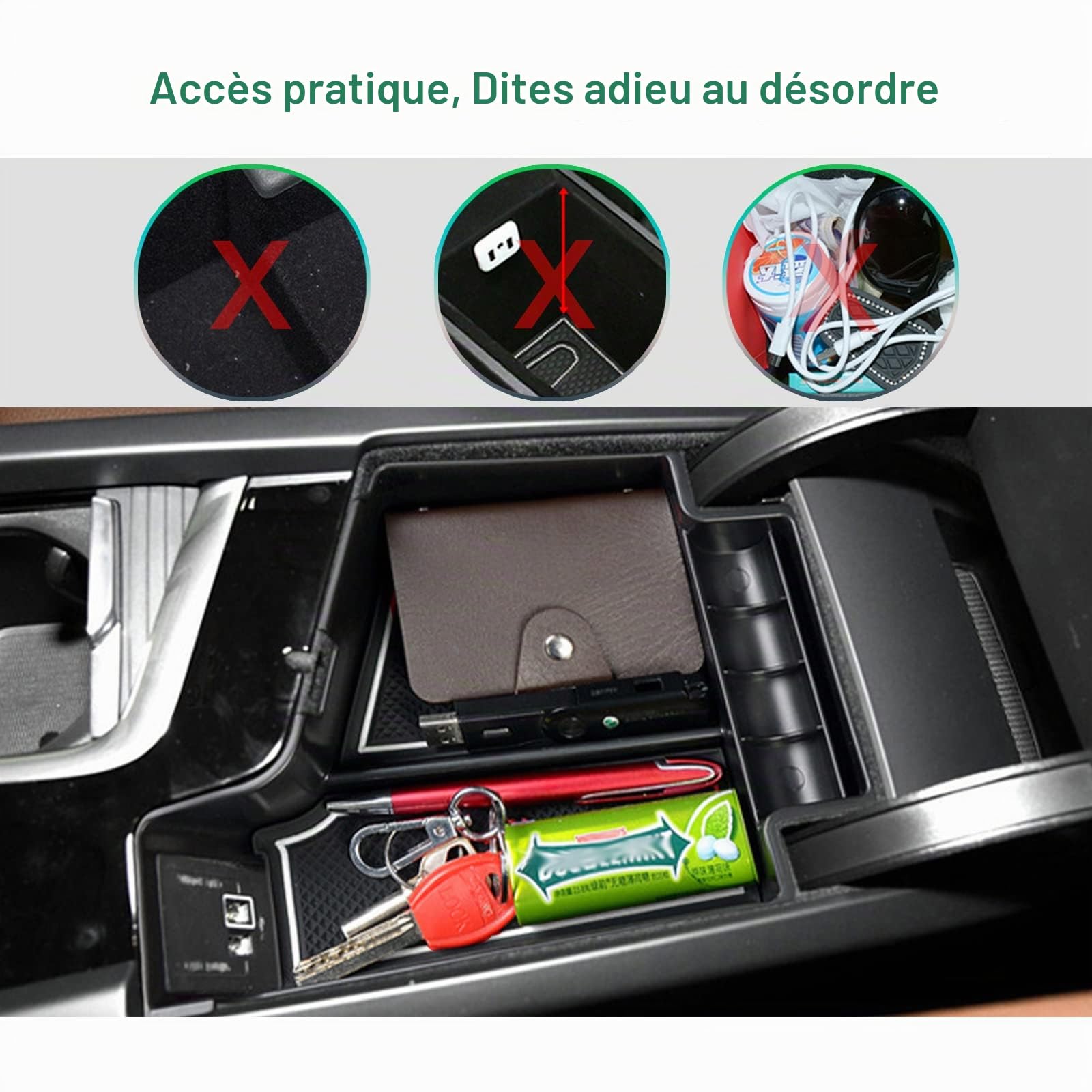 GAFAT Compatible avec Volvo XC60 XC90 V60 S60 V90 S90 2017-2025 2026 Boîte de Rangement pour Accoudoir, Plateau Organiseur Console Centrale, Volvo XC60 Accessoires [PAS FaceIift XC90 2026] (Blanc)