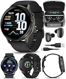 Garmin Venu 4 45mm AMOLED Advanced Health & Fitness GPS Smartwatch&comma; Bright & Colorful Display&comma; Built-in Flashlight&comma; Up to 12 Days&comma; Slate with Black Silicone Band w&sol;Wearable4U Black Earbuds Bundle