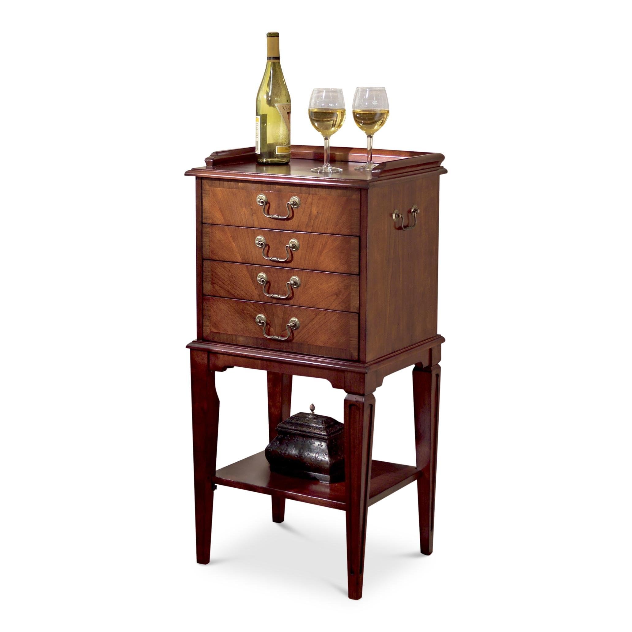 Butler Hardwick Cherry Finish Accent Table with Storage – Solid Wood Accent Table/Silverware Chest, 4‑Drawer Standing Chest in Traditional Style