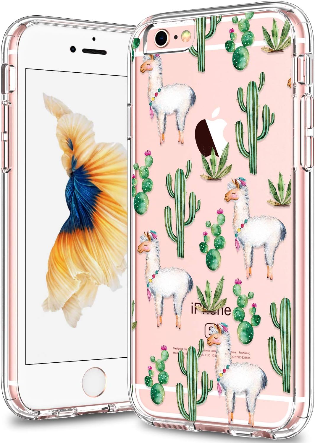 bicol iPhone 6 Case,iPhone 6s Case,Cactus Alpaca Pattern Clear Design Transparent Plastic Hard Back Case with TPU Bumper Protective Case Cover for Apple iPhone 6/iPhone 6s-46
