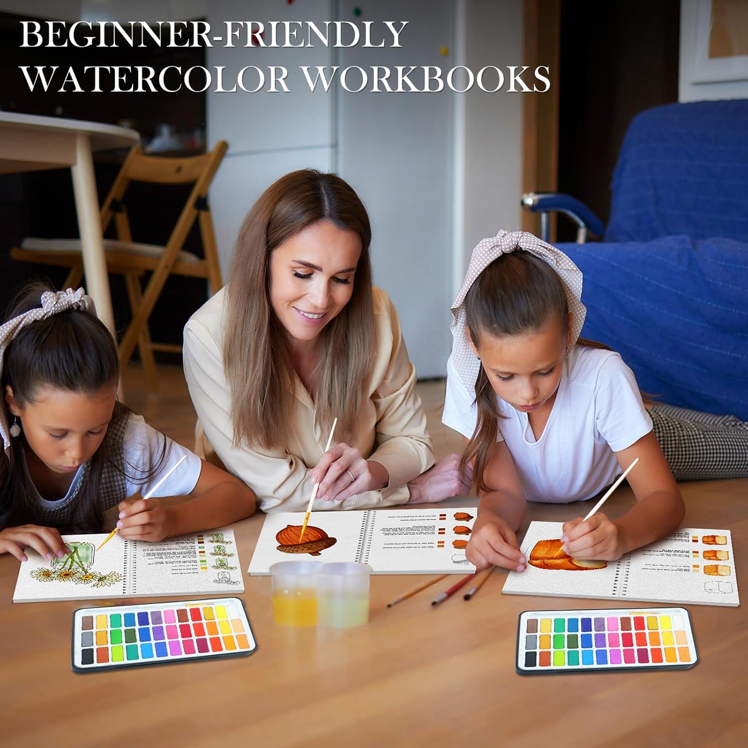 5Pcs Watercolor Workbook with 36 Paint Colors, Water Coloring Book for Adult with 60 Patterns, Beginner-Friendly Watercolor Workbooks for Beginners with 36 Paint Colors, Stress - Relieving Gift