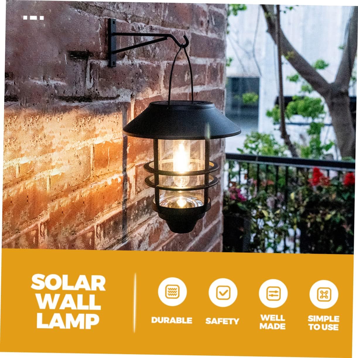 Solar Outdoor Hanging Lantern Wall Light Solar Wall Light for Garden Porch Decor Retro Style for Outdoor Activities