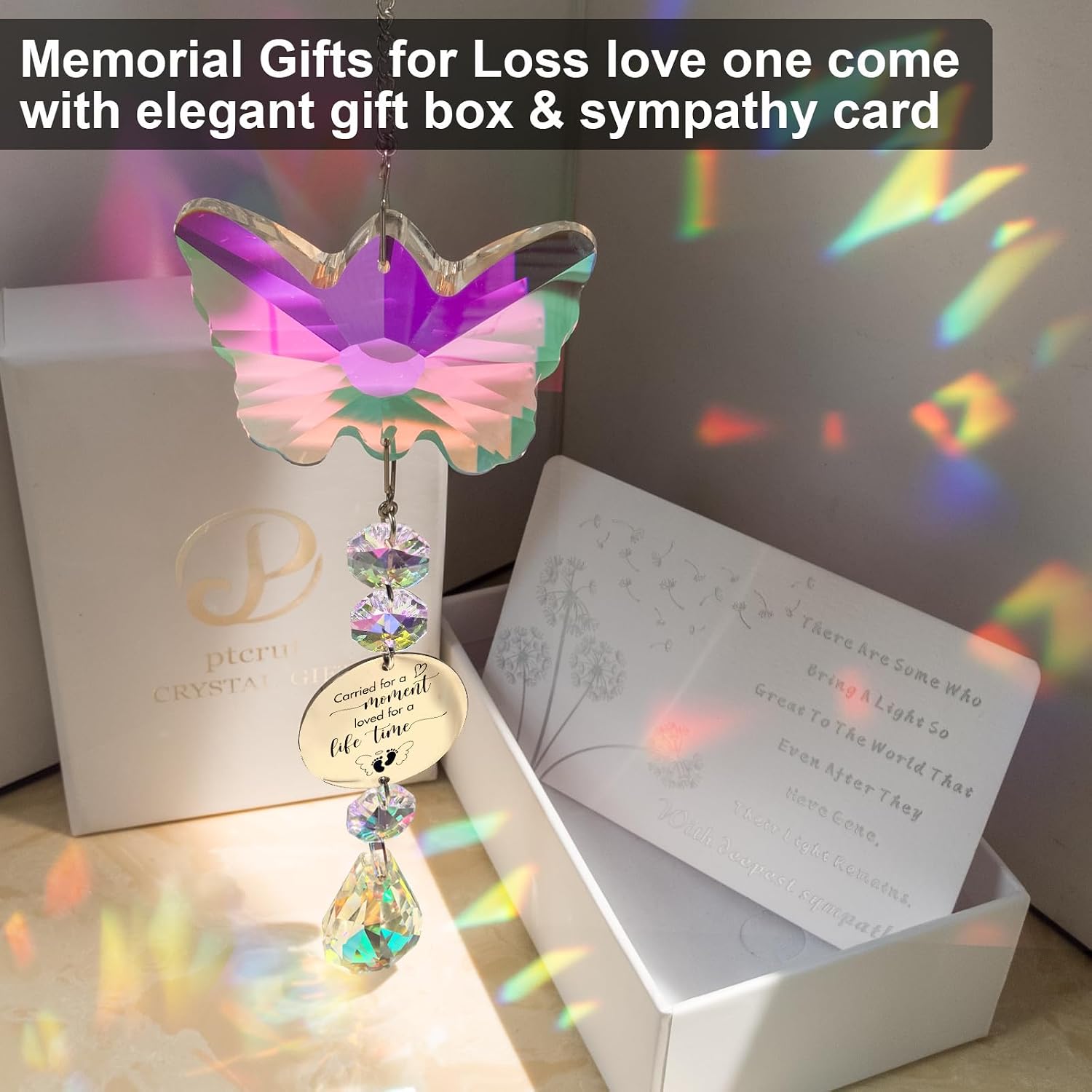 Butterfly Suncatcher Memorial Sympathy Gifts for stillbirth Infant,Baby Pregnancy Loss, Miscarriage Keepsake Gifts for Mothers Dad Mom Parent