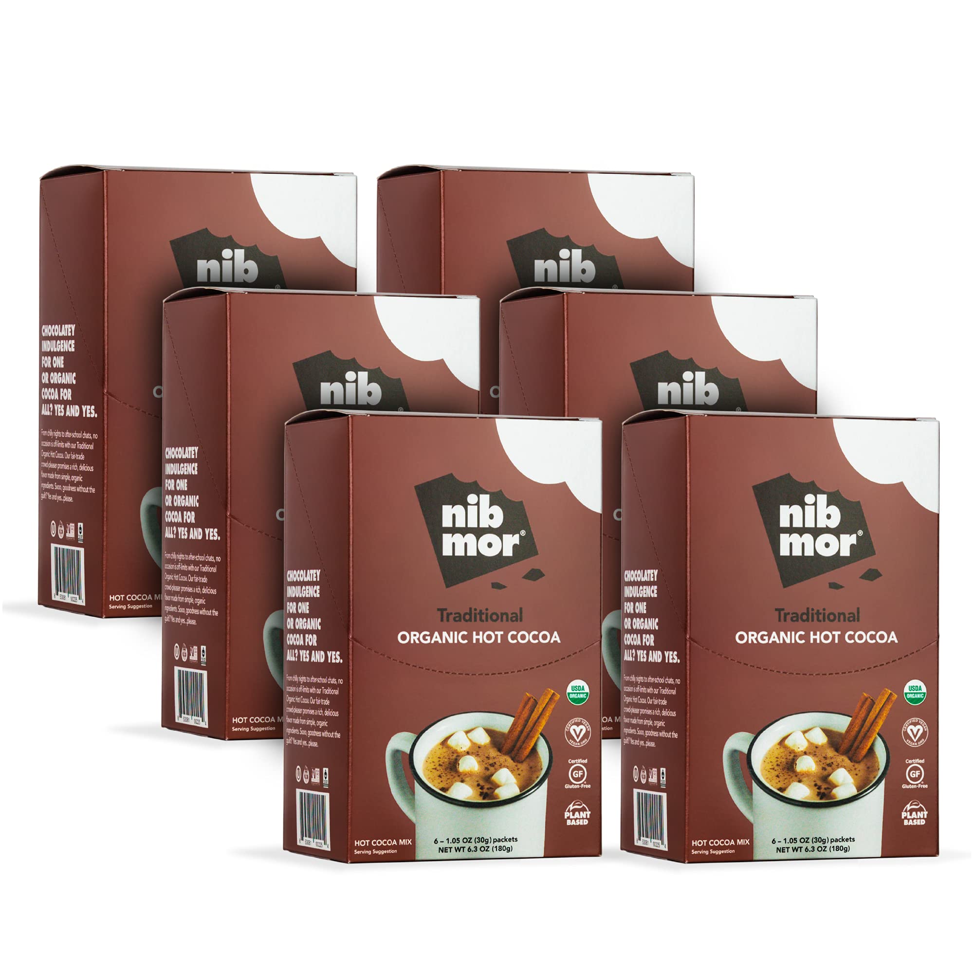 nib mor Vegan Hot Chocolate | Traditional | 36-1 Oz Packets | Gluten Free, Organic, Plant Based Hot Cocoa