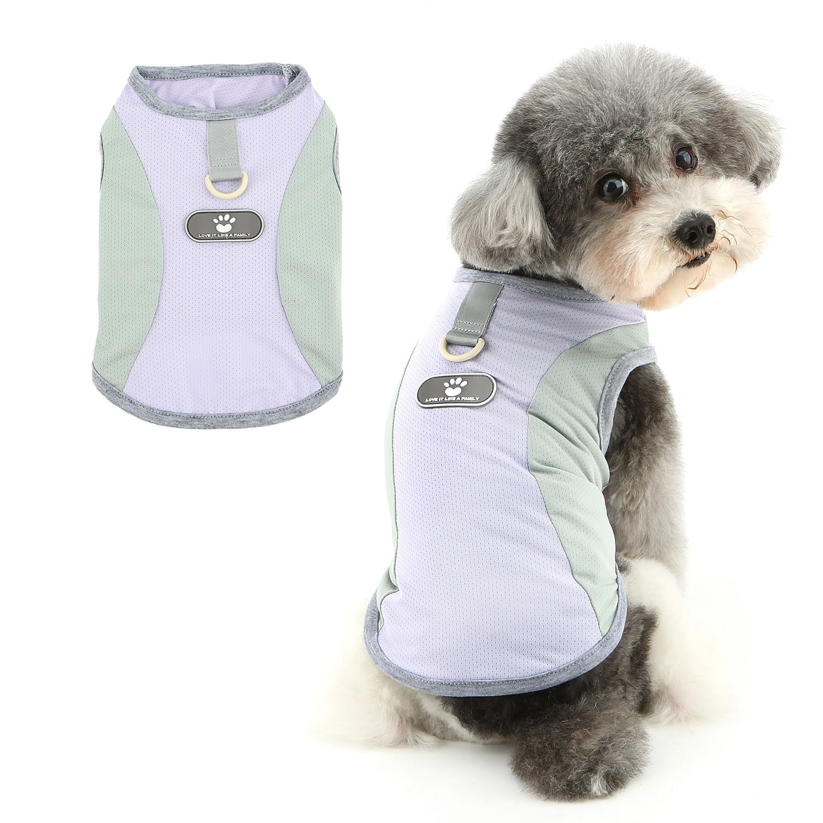 Ranphy Color-block Soft Mesh Pet Sun Protection Shirt for Xsmall Small Dog Puppy Cool Vest Tank Top with Leash Ring Breathable Yorkie Chihuahua Summer Clothes Cat Clothing,Purple,L