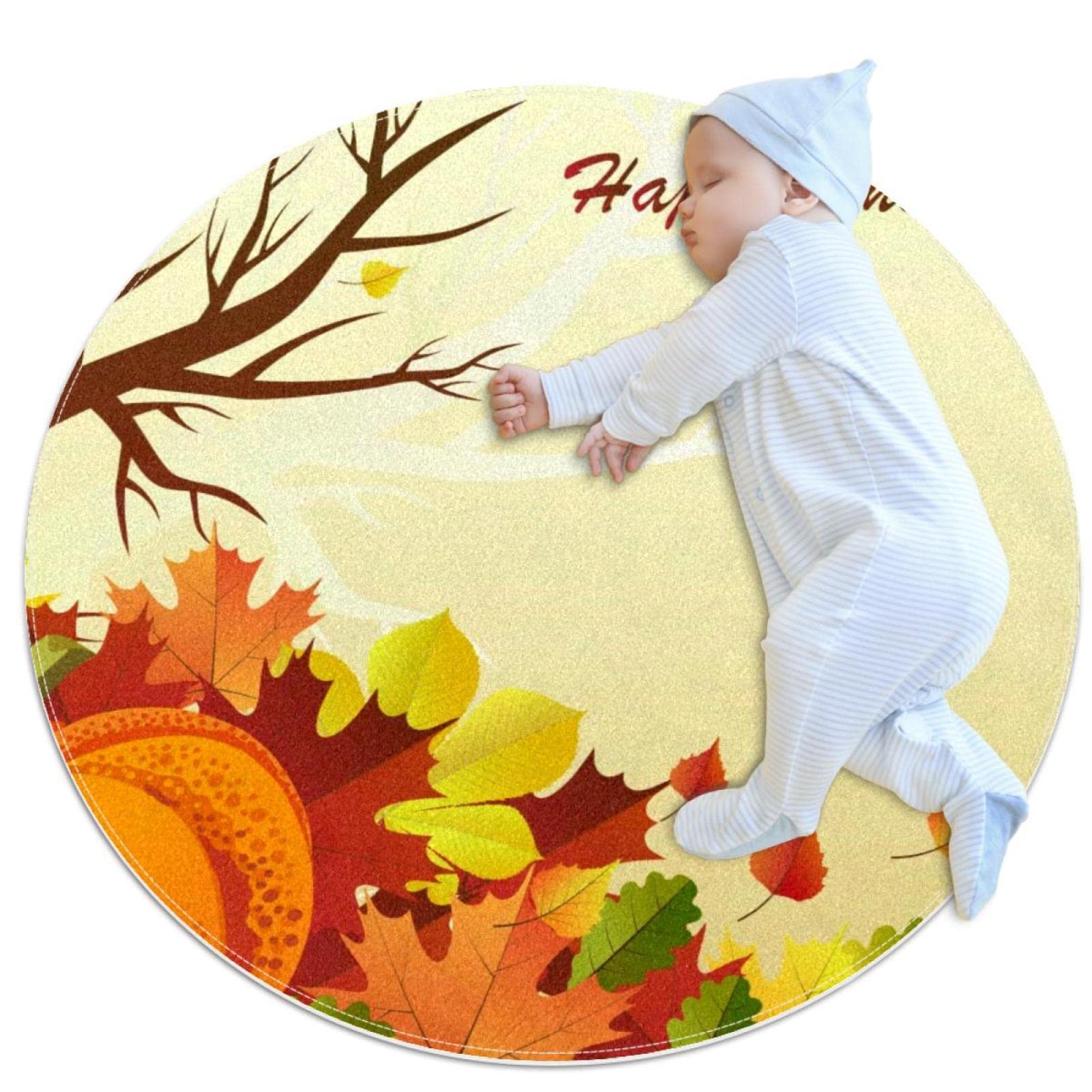 Tapis de jeu pour enfants rond motif citrouille pour créer un coin lecture dans la chambre