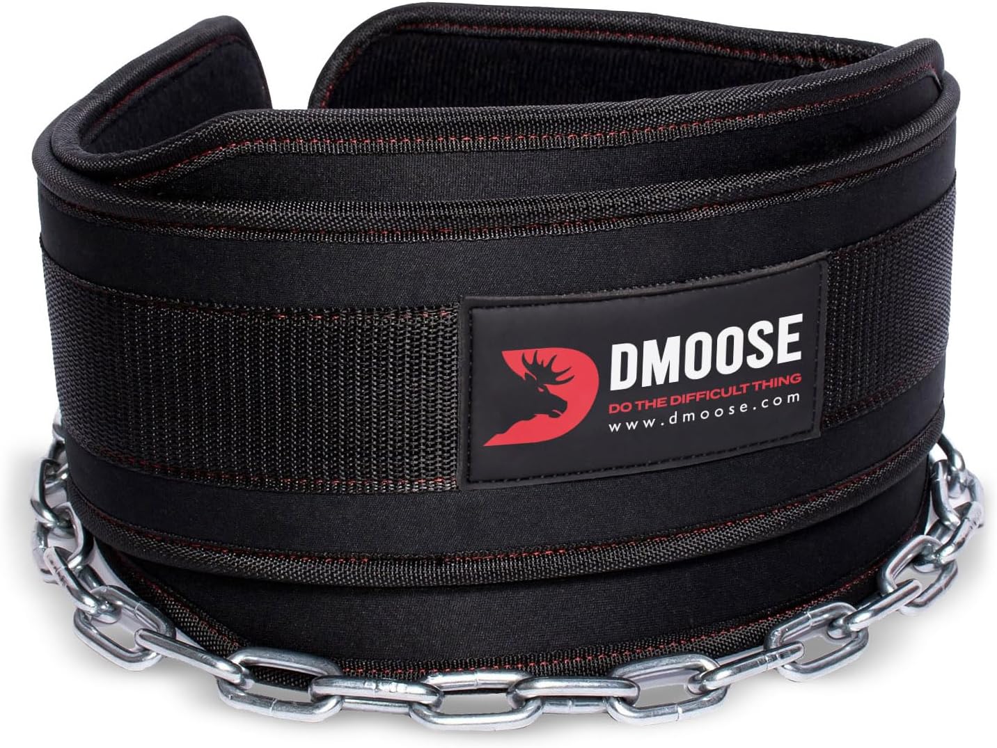 DMoose Fitness Neoprene Dip Belt with Chain for Weight Lifting, Pull
