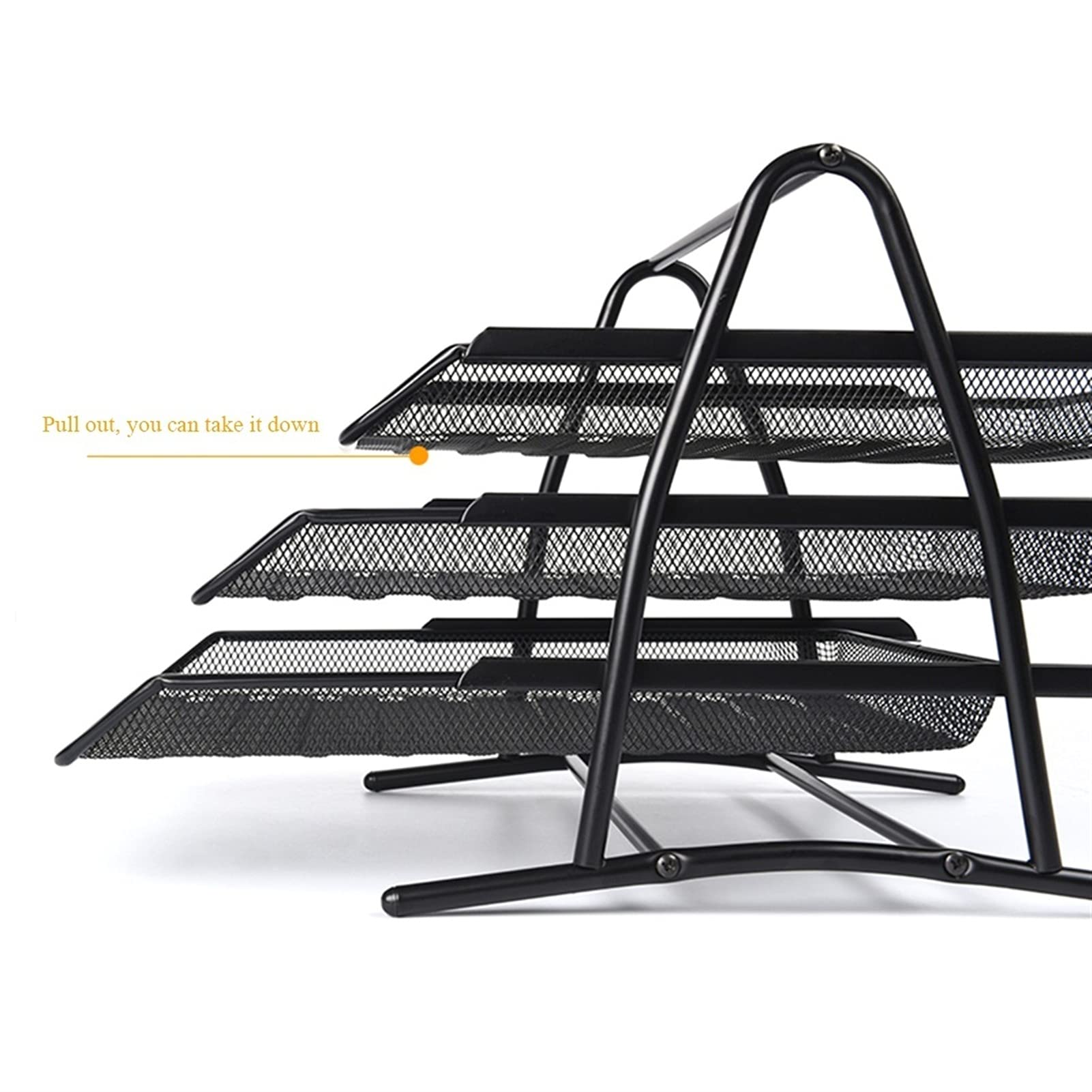 Stapelbarer Briefkorb aus Netzgewebe für den Schreibtisch, schwarz, A4-Dokumente, Briefpapier, Drahtgeflecht-Aufbewahrungsorganizer, 3-stufiger Büro-Ablagekorb, 29 x 35 x 32 cm, für Aktenhal