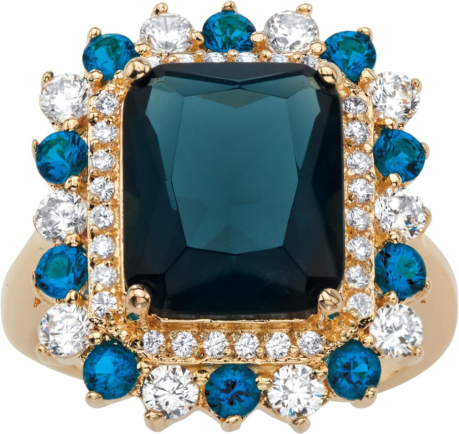 Palm Beach Jewelry Smoky Topaz Ring – 14K Gold Plated, Emerald Cut, Genuine Topaz & Cubic Zirconia
