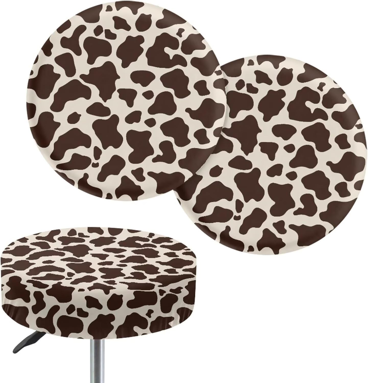 Toile De Jouy Boat House Print 2 Pack Bar Round Stool Covers, Wear Resistant Bar Stool Seat Decoration Easy to Clean Round Chair Furniture Protection for Home Bar, L