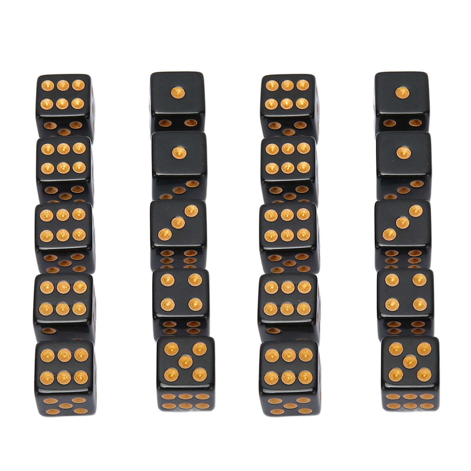 plplaaoo 20PCS Black Dice 6 Sided Plastic Dice Set for Board Games Math Teaching Parties Durable Lightweight Portable Tabletop Gaming Accessories (Straight Angle) - Image 2