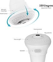 Vista 6 de Feit Electric Smart Rotating Light Bulb with Wireless Camera, Motion Sensor, Night Vision, and 2-Way Speaker, 40W Equivalent, E26 Base, 5000K