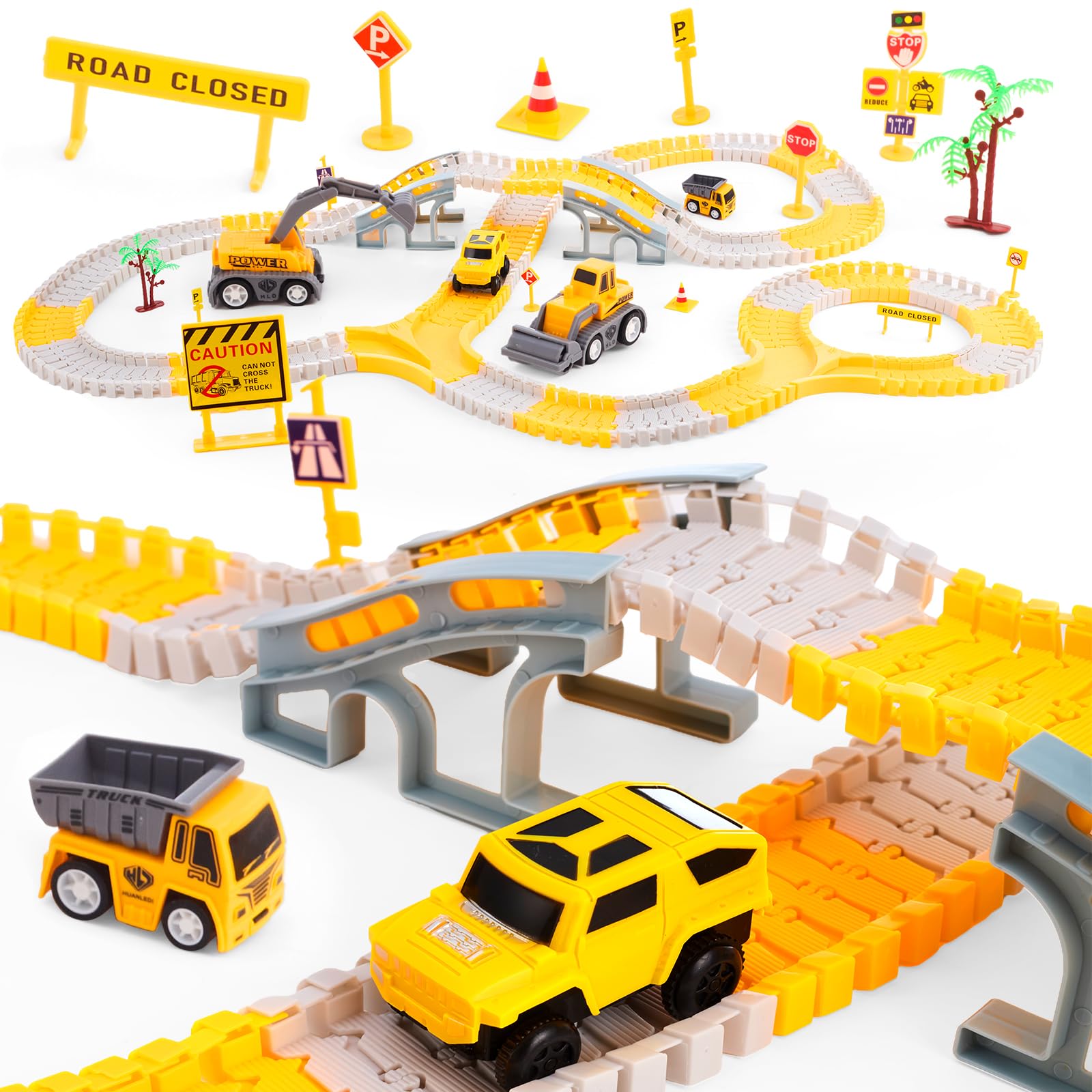 Minifactory Flexible Race Track Toy Set with Castle & Accessories, Electric Car & Doll Car, Buildable Kids Train & Vehicle Playset, Educational Construction Racing Track for Kids Ages 3–6 (Racing car)