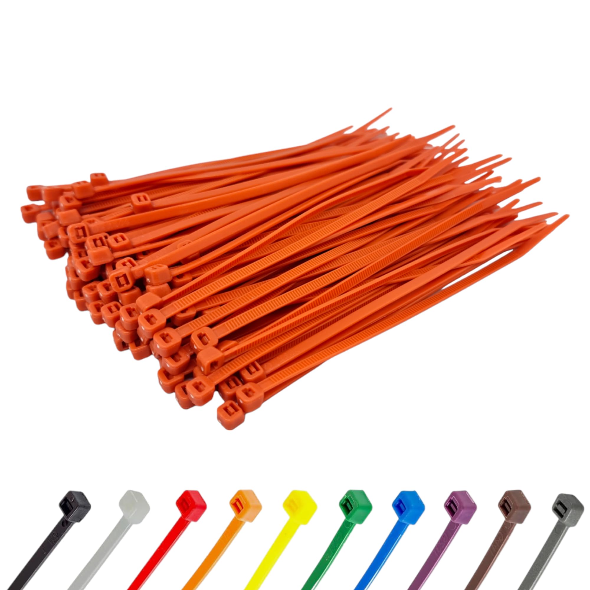 Orange Cable Ties (1000 Pack - 370mm x 7.6mm) Heavy Duty Nylon Zip Ties Plastic Tie Wraps for Office Cable Tidy Garden DIY