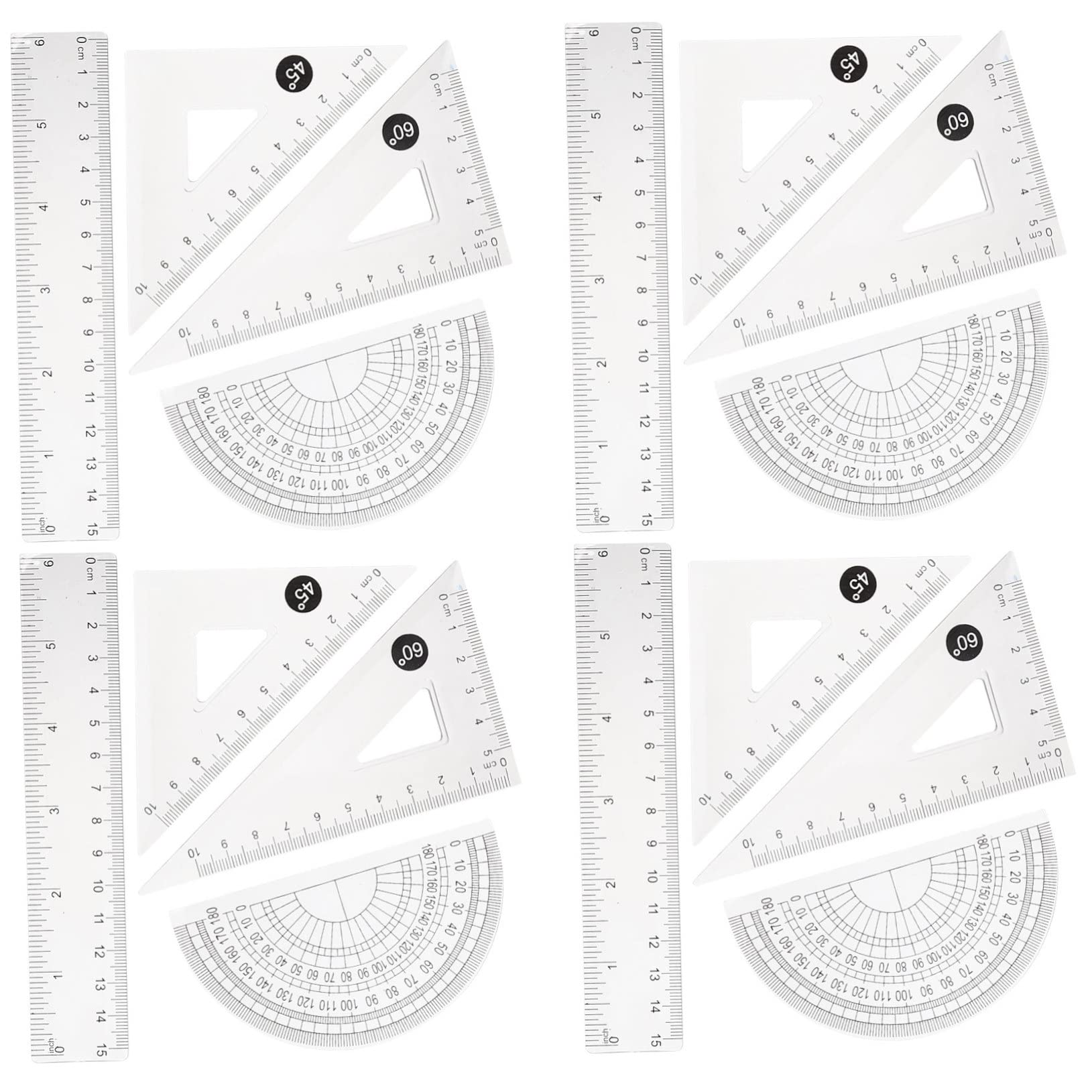 TEHAUX 20sätze Teiliges Geometrie Zeichnungsset Mit Transparenten Linealen Dreieckslineal Und Messwerkzeugen Für Schule Büro Und Zuhause Für Studenten Und Designer