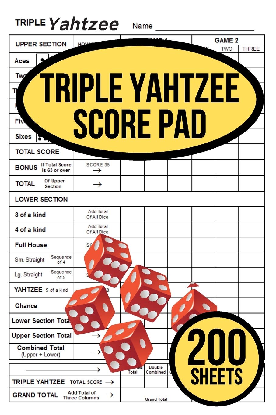 Buy 200 TRIPLE Yahtzee Score Pads for TRIPLE Yahtzee 200 TRIPLE