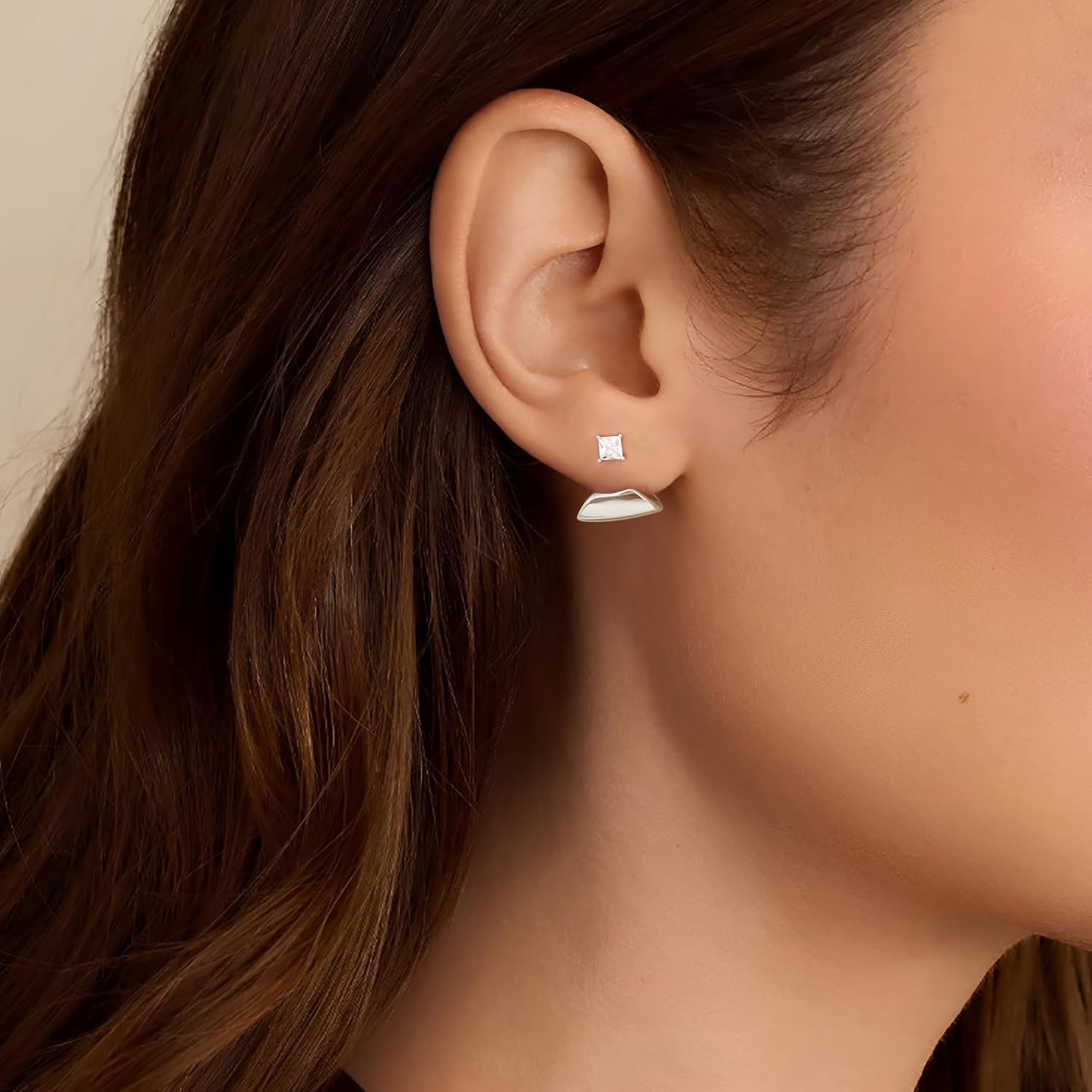 Small CZ Studs Earrings for Women 925 Sterling Silver Post 14K Gold Plated Tiny Cubic Zirconia Wide Jacket Earrings for Women - Image 2