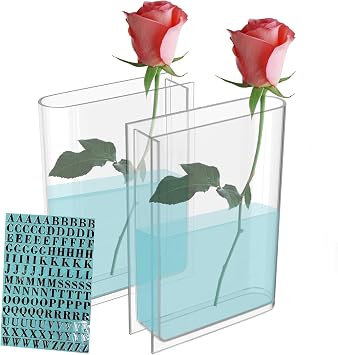 Acrylic Book Vases for Flowers 2pack Book Vase, A Book About Flowers Vase,Artistic and Cultural Flavor Acrylic Vases for Home Office Room Decor for Book Lovers and Decor Lovers