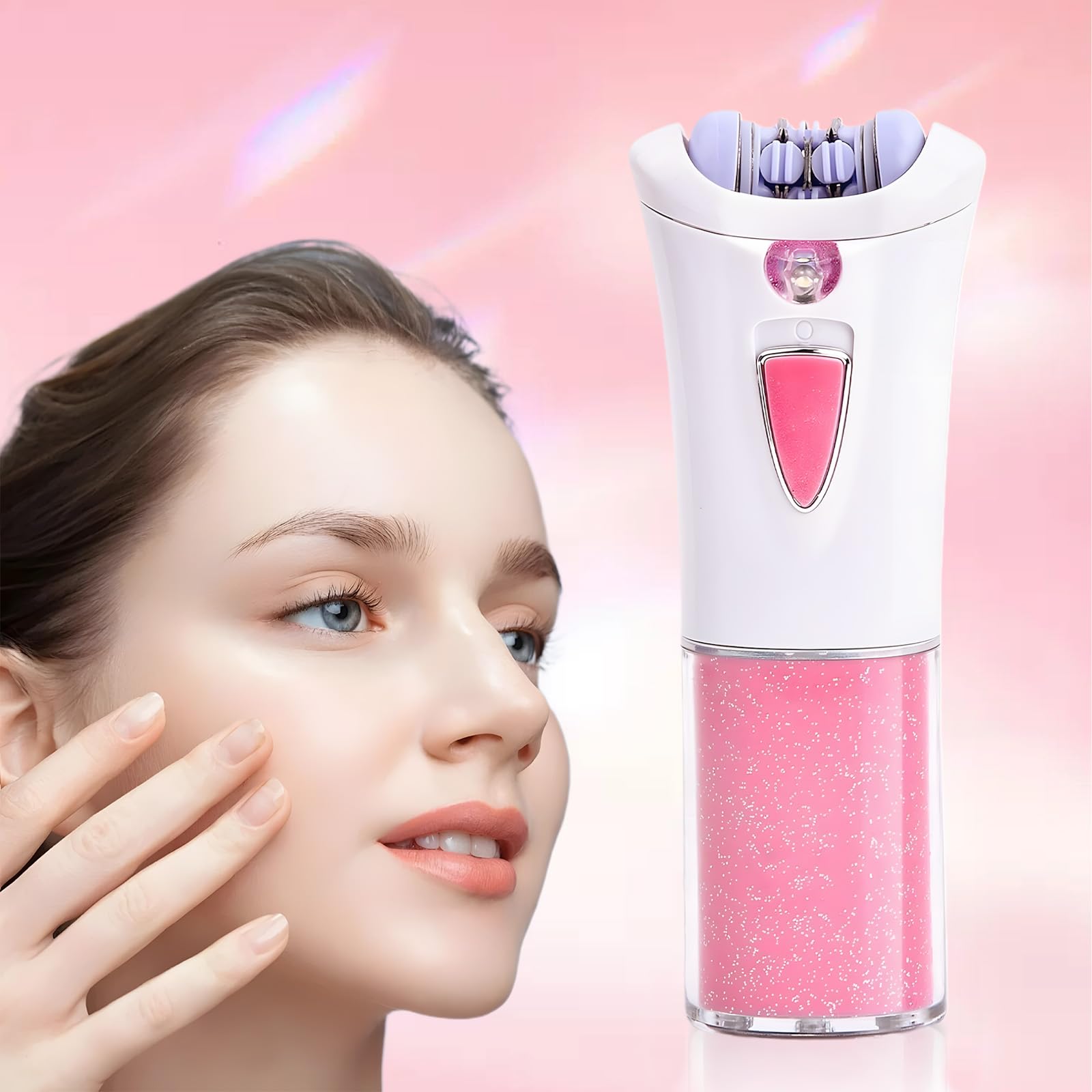 Depiladora Mujer Electrica,Depiladora Mujer Zona Intima,Depiladora Facial sin Cable,Depiladora Eléctrica con luz LED, para Bikini Zona Intima, Pierna, Brazo, Axila,Alimentado por Batería (No Incluido)