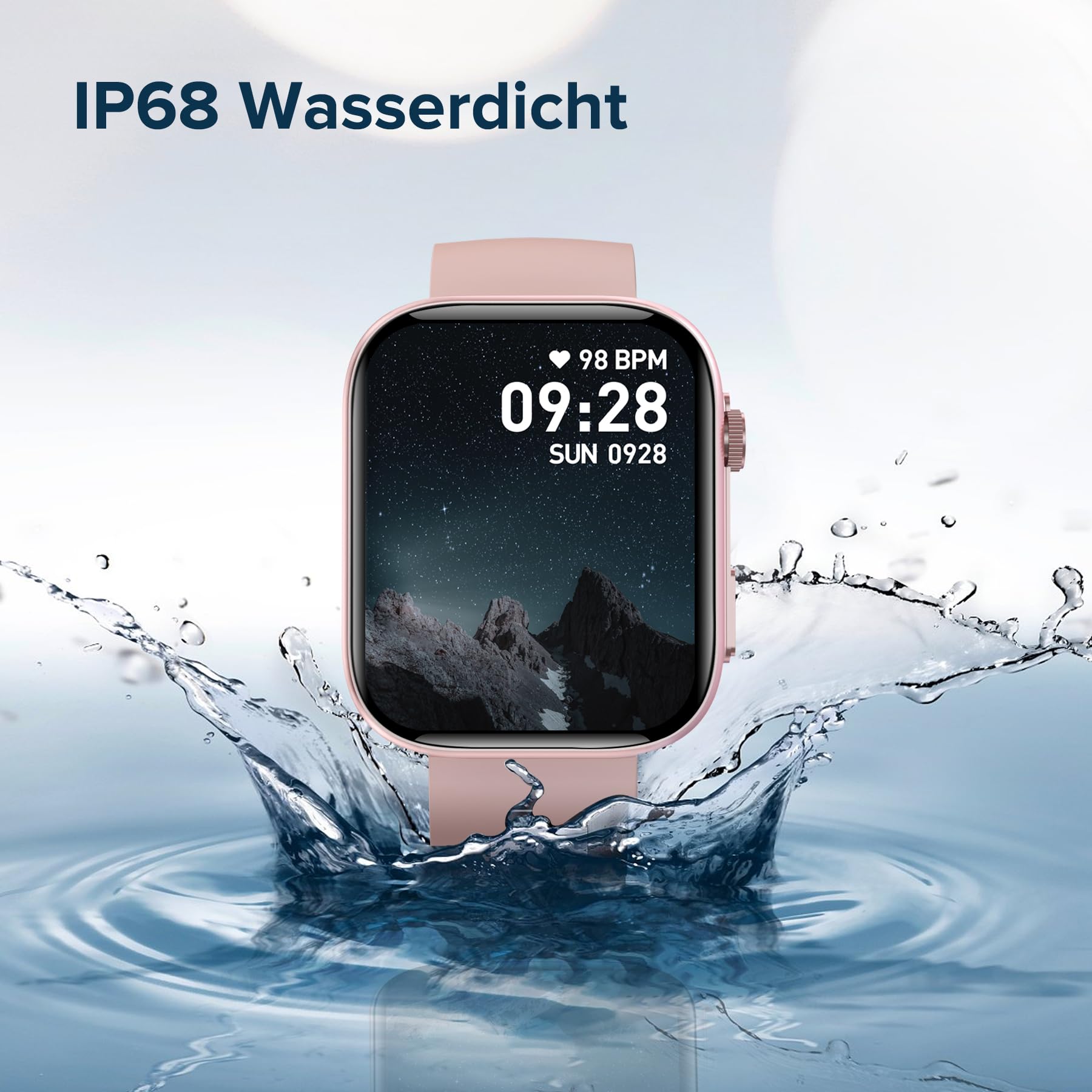 BRIBEJAT Smartwatch Damen 2,01 Zoll Touchscreen 110+ Sportmodi Fitnessuhr Herzfrequenz SpO2 Schlafmonitor IP68 Wasserdicht Android iOS Rosa
