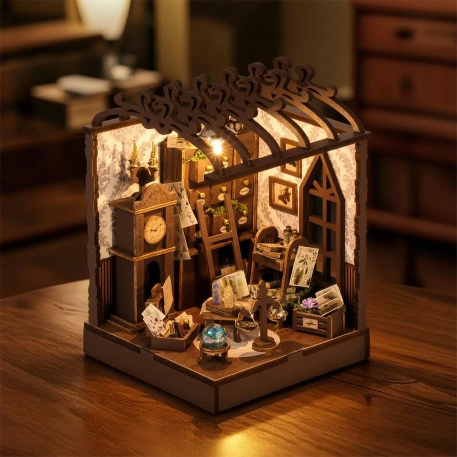 Folpus Sujetalibros Artesanal de Madera para Estantería Inserto de Librería en Forma de Kit de Manualidades Finos y Muebles Adecuado para Escritorio, Estudio Silencioso