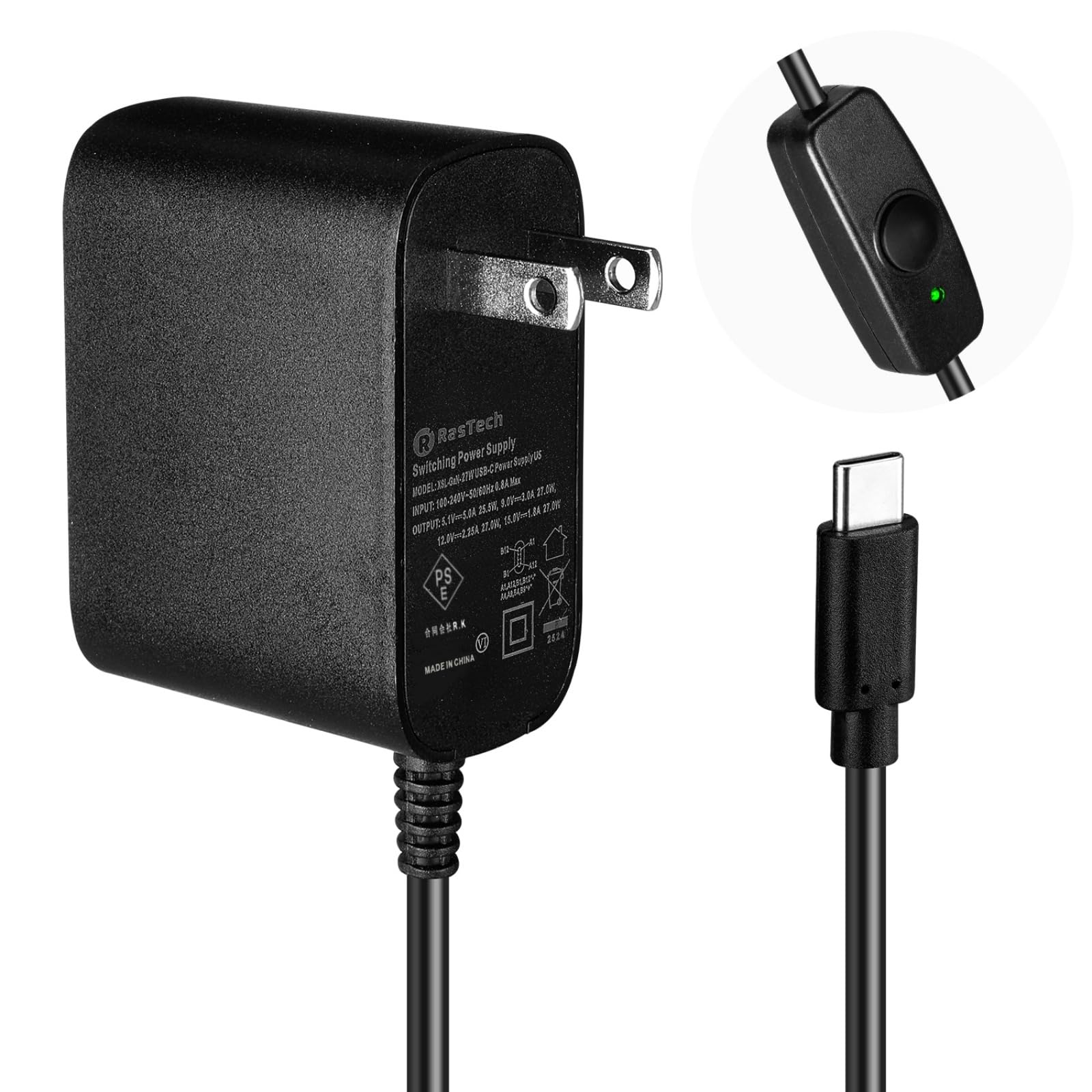 Amazon.co.jp: Vesonn For Raspberry Pi 5/Pi 4 電源 スイッチ付き GaN