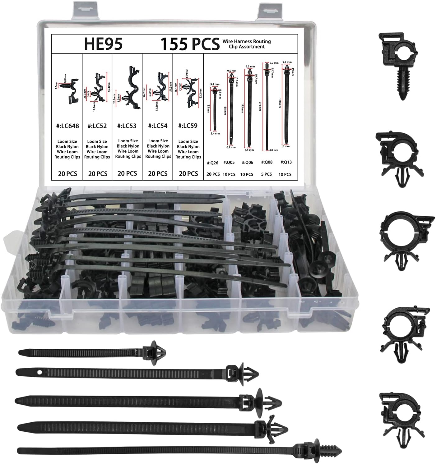 ZHUBANG Auto Clips Car Wire Harness Routing Assortment Universal 155 PCS Retainer Car Clips Contains 10 Different Sizes Replacement Parts for Honda GM MazdaAA Ford GMC Chevrolet