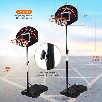 Basketball Hoop Outdoor 2.9-6.9ft Adjustable - Basketball