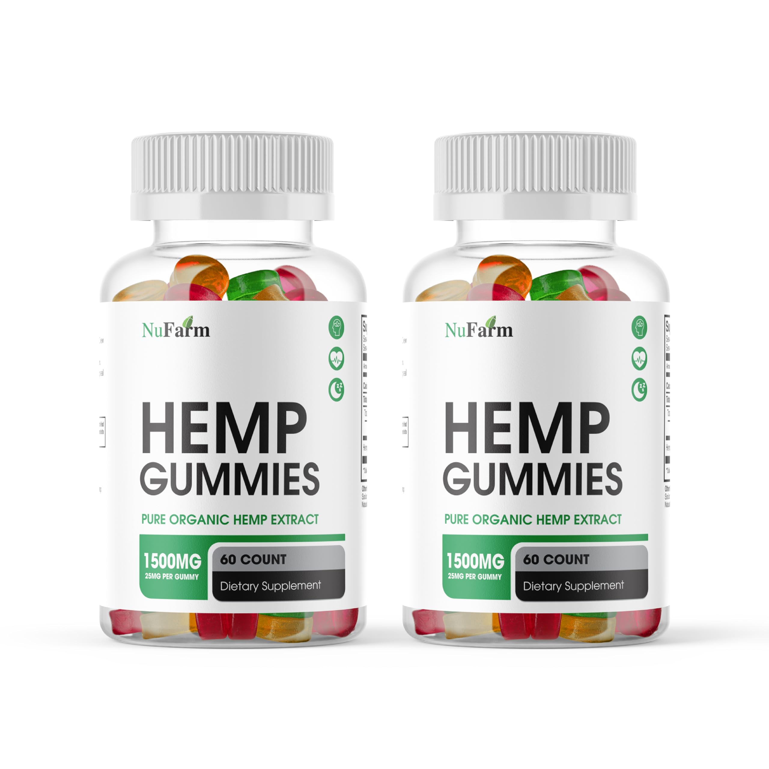2 Pack - Nufarm Hemp Gummies - NewFarm Gummies with Performance Hemp Extract, Nu Farm Gummys Great Taste, Bio Heal Big Size Gummy, New 1500mg Per Bottle New 2024 Strength (120 Gummies)