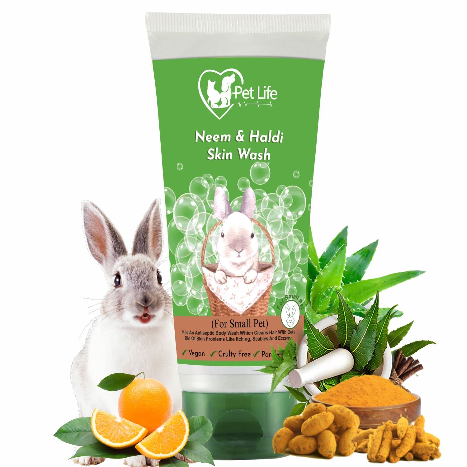 Pet Life Organic Neem Haldi Skin Wash for Small Pets, Rabbits & Kitten Help to Reduce Hair Shedding & Anti Itching Body Wash – Safe Pet Friendly Formula for All Small Pet Breed - 100 Ml (B09YT7PVM9) Amazon Price History, Amazon Price Tracker
