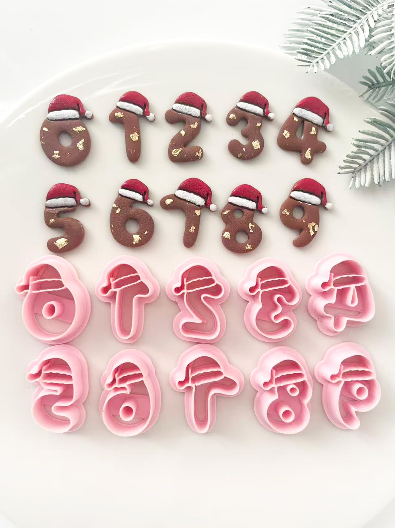 Christmas Polymer Clay Cutters, Winter Earring Cutters for Clay Jewelry, 10 Shapes Christmas Earring Making Kits, Number, Hat