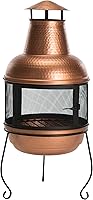 Safavieh Lima Copper Black Outdoor Chiminea - Hammered Iron Wood-Burning Patio Heater with Poker