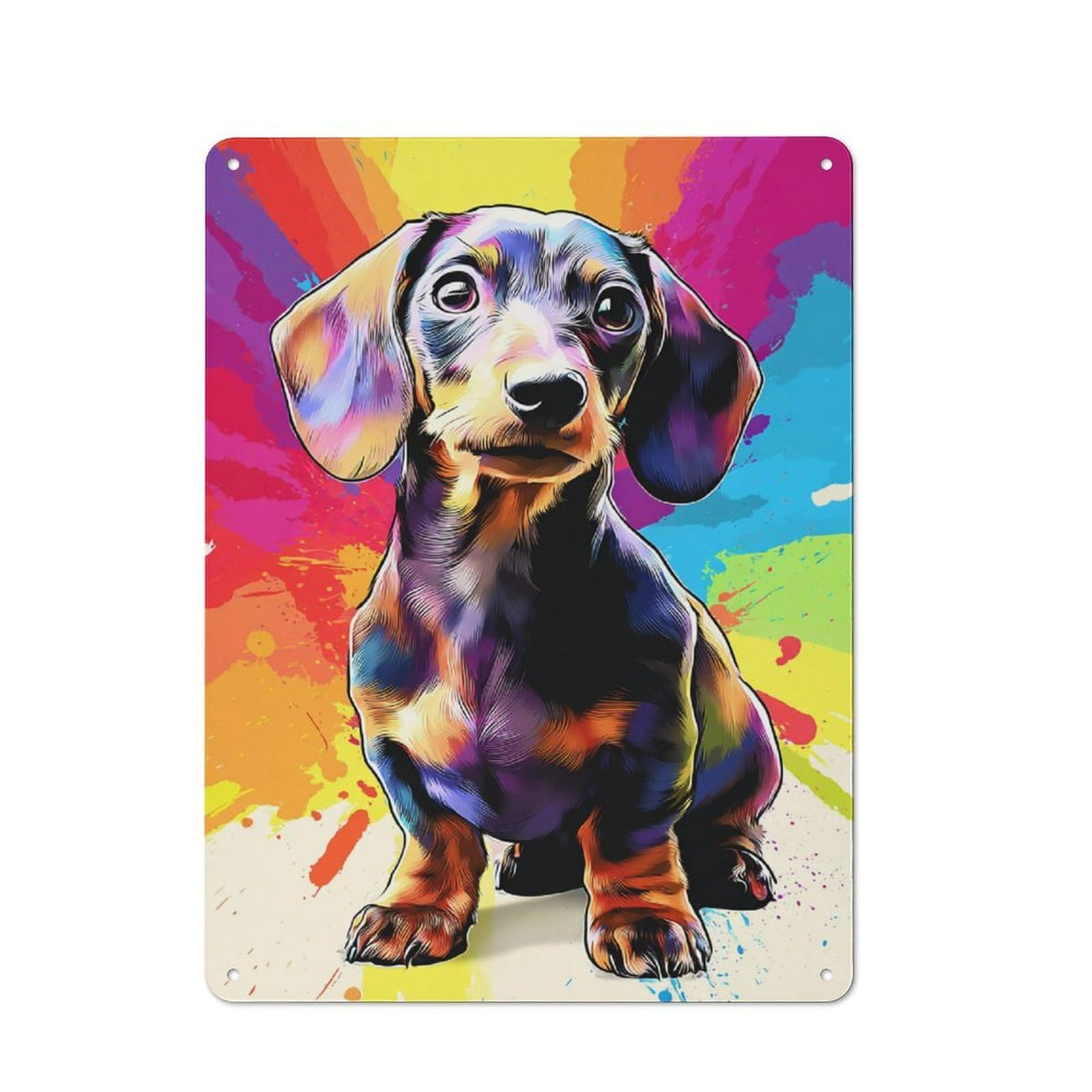 Junmoney Colorful Dachshund Portrait -2 Retro Metal Sign 40X30cm For Living Room Or Hallway, For Updating Living Room And Hallway After Moving