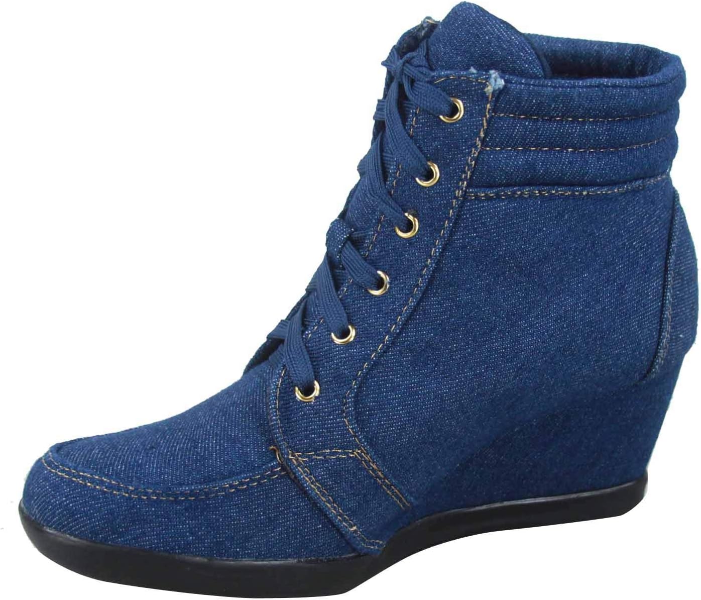 TZ 56 Womens High Top Sneakers Fashion Classic Lace Up Comfortable Wedge Walking Shoes - Image 4