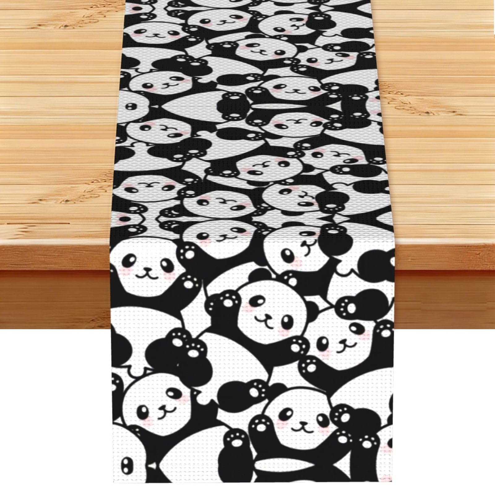 Cute Panda Animal Linen Feel Table Runner Wedding Party Home Decoration