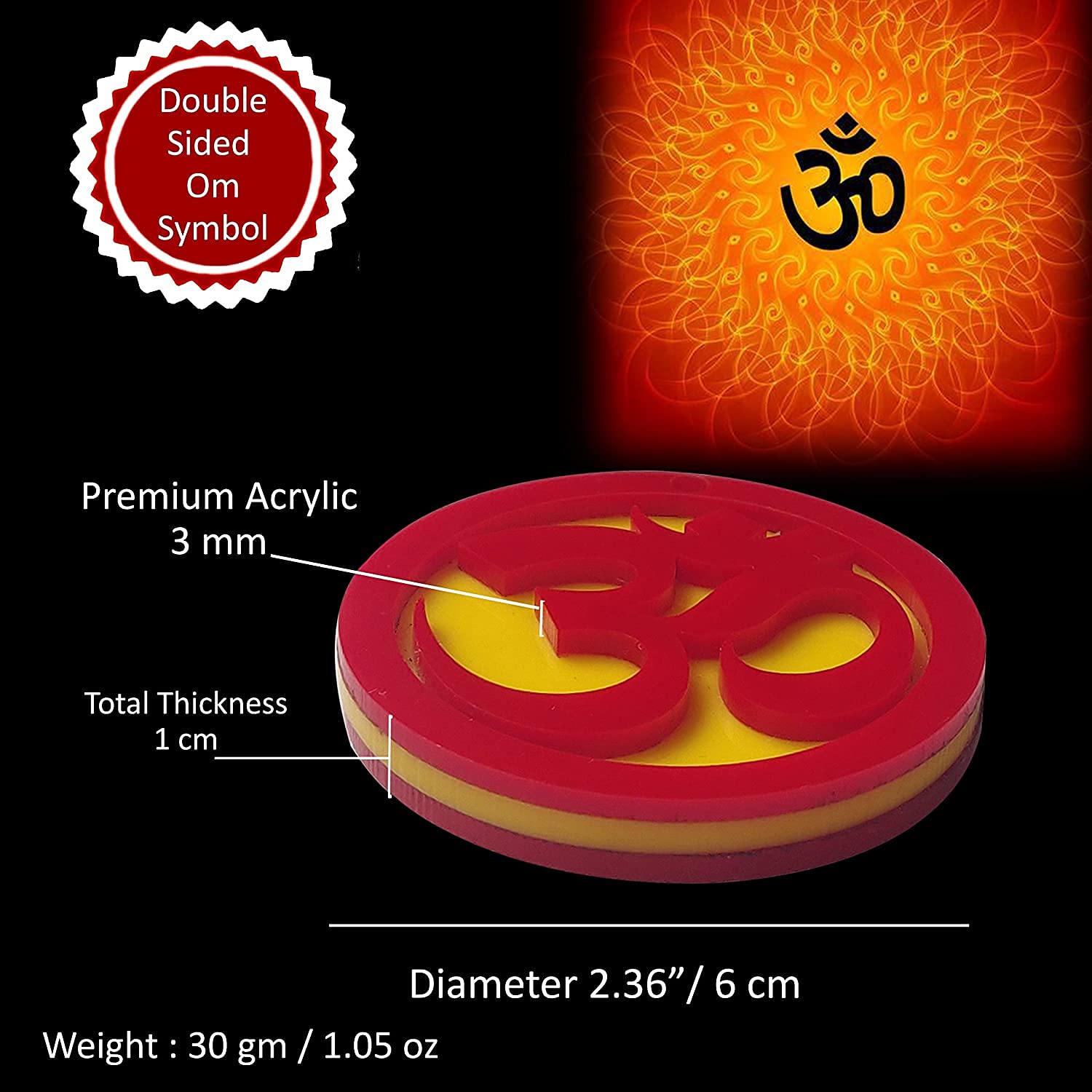 Divya Mantra Sri Aum Swastik Meenakari Auspicious Metallic Wall Decor Om Mandir Home Hindu Temple Pooja Items Vastu Decorative Car Hanging Diwali Puja Double Sided Symbol -Multi -Set of 2 - Image 3 thumbnail