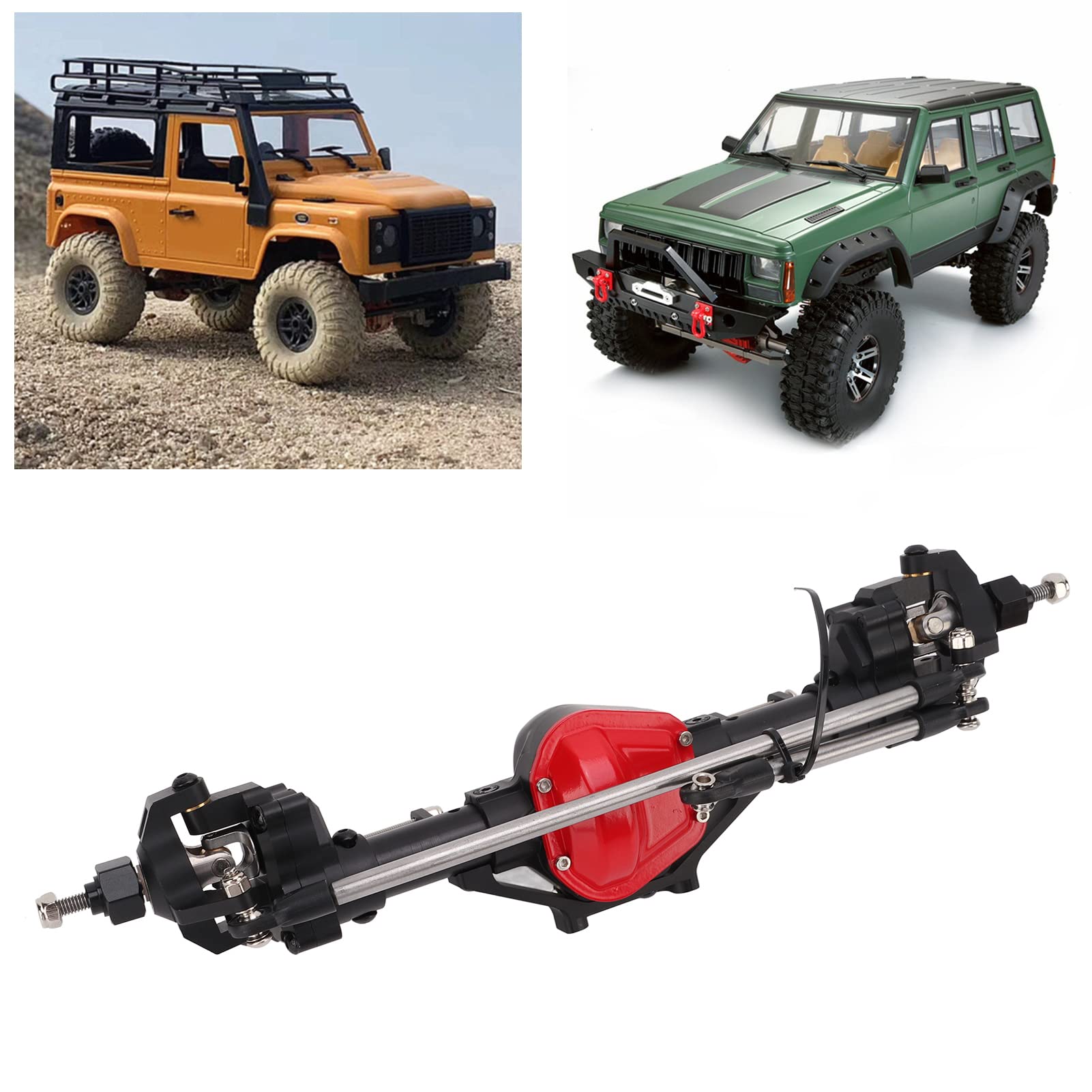 Assale del Portale Anteriore RC, Kit di ASSE Portale di Corse Pesanti in Lega di Alluminio per Assiale SCX10 1/10 Accessorio per Auto Crawler RC (Black)