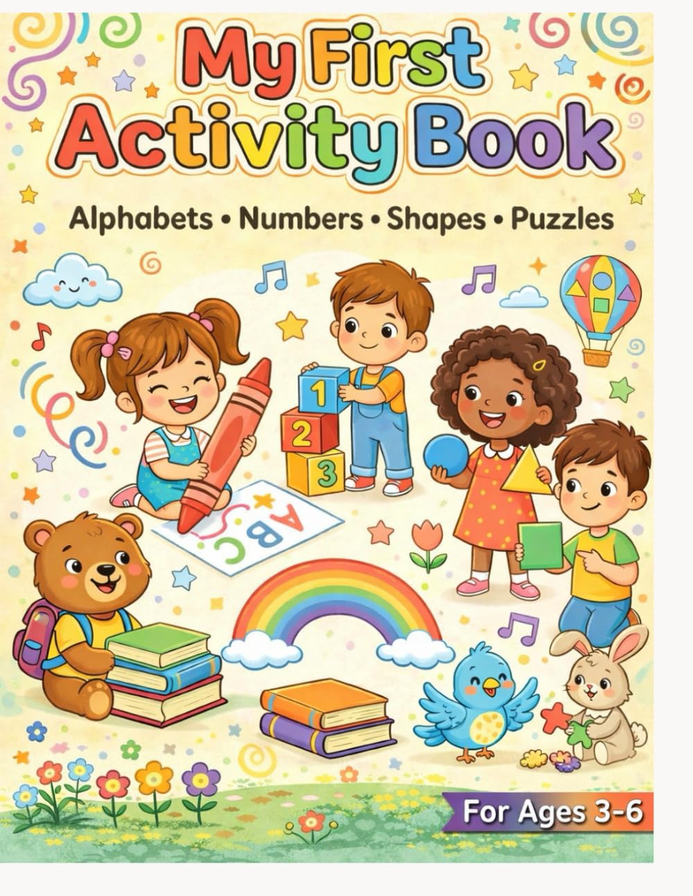 My First Activity Book: Alphabets, Numbers, Shapes and Puzzles for Kids