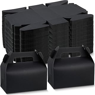 100 Packs Black Gable Boxes 6.4 x 3.6 x 4 Inches Gable Candy Treat Boxes Small Goodie Gift Boxes Party Favor Boxes for Kids Birthday Wedding Party Shower Halloween
