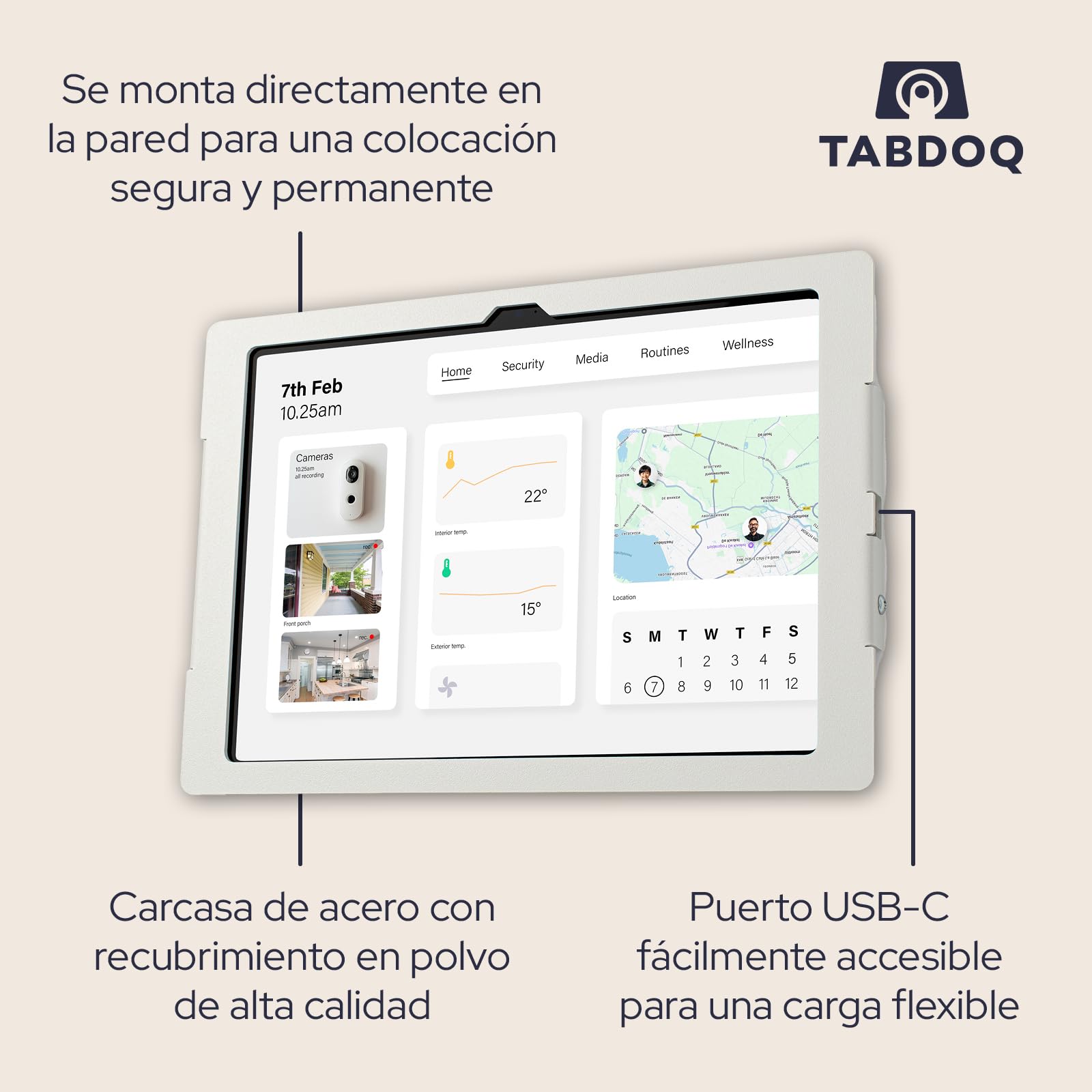 Soporte de pared para tablet Samsung Tabdoq Lite | Soporte para tablet seguro y resistente | Ideal para uso doméstico y profesional | Compatible con Samsung Galaxy TAB A9+ & A11+ | 11 pulgadas, Blanco