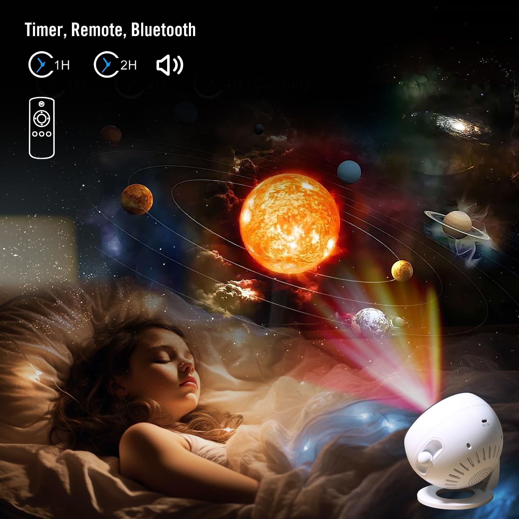 2026 Galaxy Projector Pro, Star Ceiling Night Light Projector, Wider & Sharper Projection, with 13 Theme Discs, Noise, Timer - Image 4