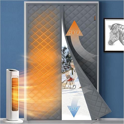 MAGZO Pantalla francesa para puerta de 72 x 80 pulgadas, se adapta a puertas de 72 x 80 pulgadas, duradera Oxford con apertura media magnética con