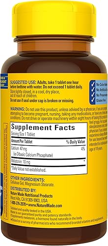 Miniatura 8 de Nature Made Tabletas extra fuertes de melatonina de 10 mg, suplemento dietético para un sueño reparador, 30 unidades, suministro para 30 días