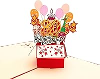 Vista 2 de iGifts And Cards Tarjeta de felicitación emergente 3D con caja de fiesta de cumpleaños número 80, increíble, globos, único, celebración, feliz