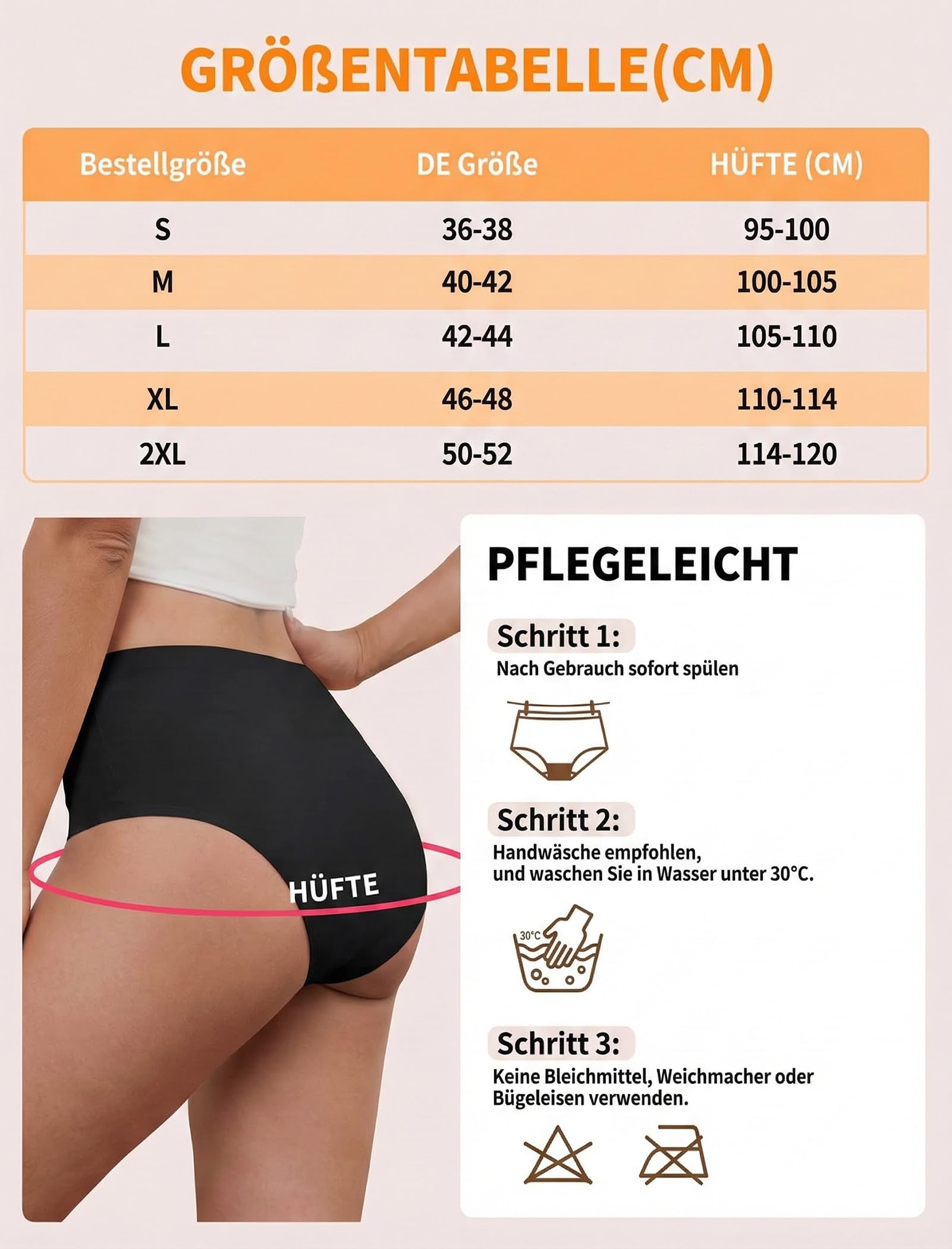 PoseFree Periodenunterwäsche Damen Starke Blutung (40ml) – Nahtlos & Unsichtbar unter Kleidung, Auslaufsicher, 3er Pack