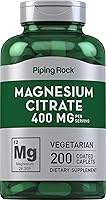 Vista 1 de Piping Rock Citrato de magnesio 400 mg 200 comprimidos Vegetariano, sin OMG, suplemento sin gluten