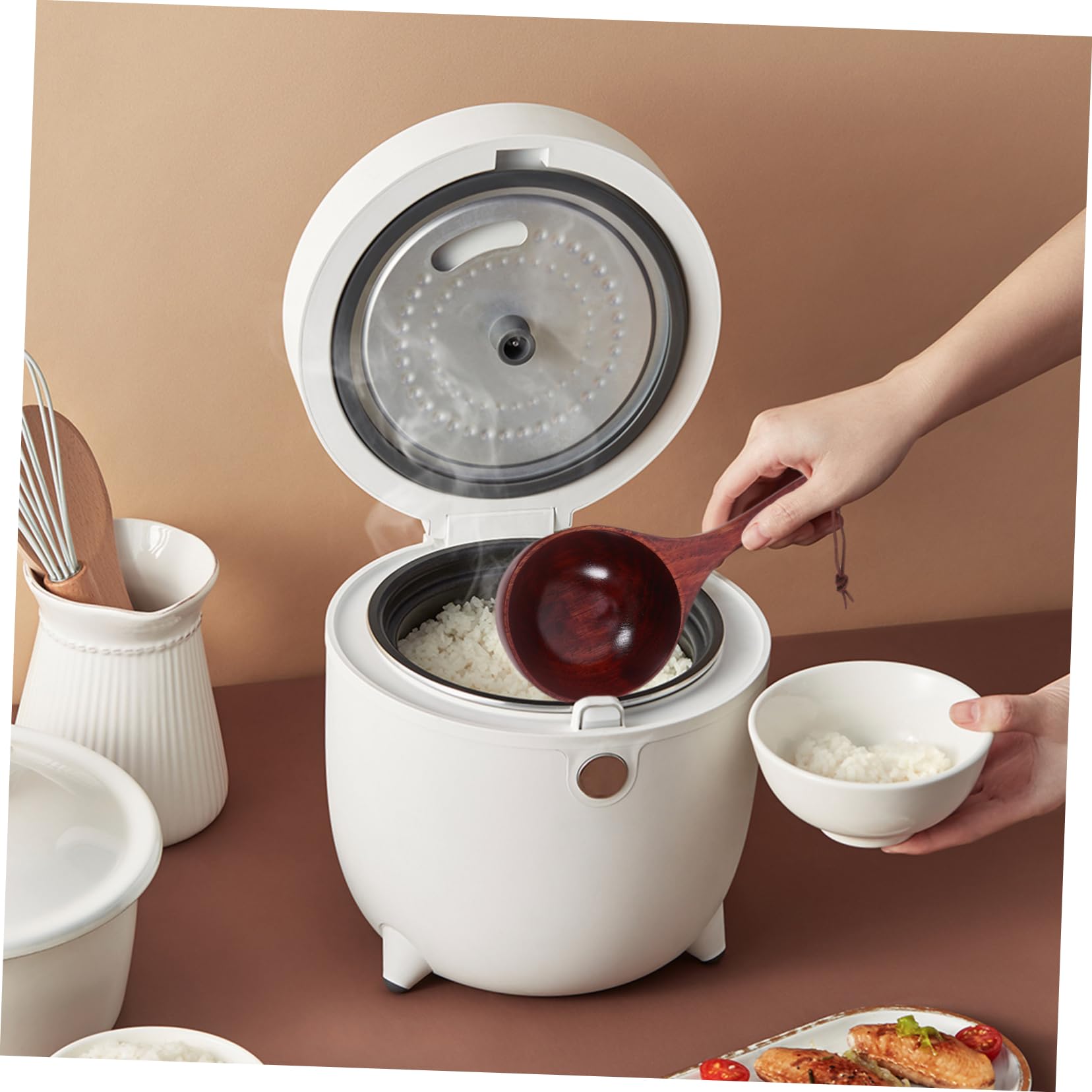 PRETYZOOM 8piezas Cucharas De Madera Para y Arroz De Mango Utensilios De Cocina Ergonómicos Para Cocinar y